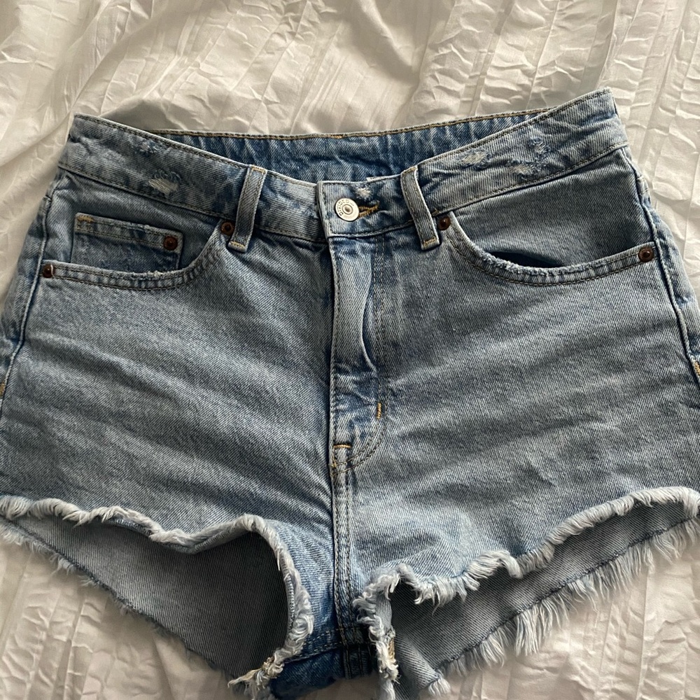 Light wash denim shorts